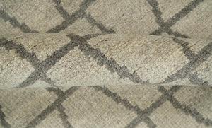 Modern Beige and Brown Geometric Scandinavian 5x7 Blended Wool Flatwoven Area Rug | HL24