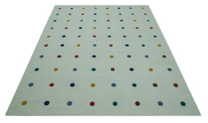 Modern Colorful Polka Dot Ivory Hand Tufted Custom Made wool area rug