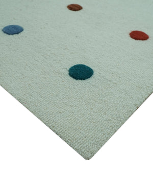 Modern Colorful Polka Dot Ivory Hand Tufted Custom Made wool area rug