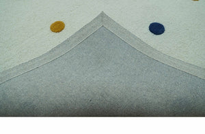 Modern Colorful Polka Dot Ivory Hand Tufted Custom Made wool area rug