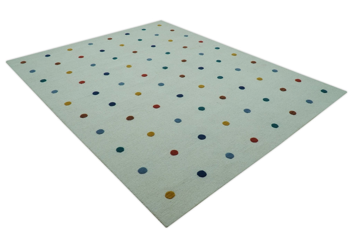 Modern Colorful Polka Dot Ivory Hand Tufted Custom Made wool area rug