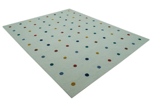 Modern Colorful Polka Dot Ivory Hand Tufted Custom Made wool area rug