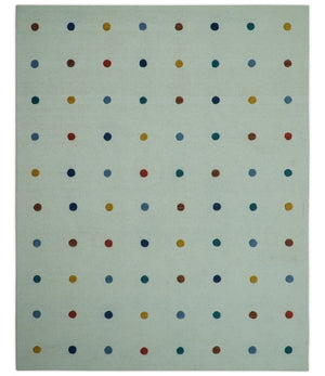 Modern Colorful Polka Dot Ivory Hand Tufted Custom Made wool area rug
