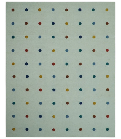 Modern Colorful Polka Dot Ivory Hand Tufted Custom Made wool area rug