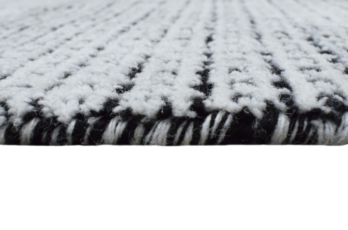 Modern Contemporary 5x8 Black and White Handmade Area Rug