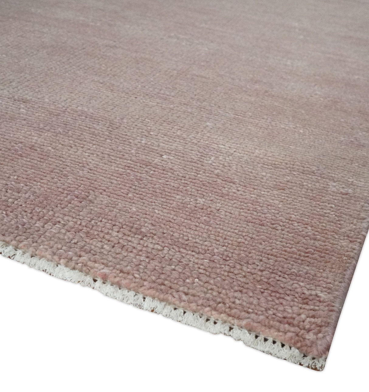 Modern Contemporary Solid Peach Hand knotted 8x10 wool Area Rug