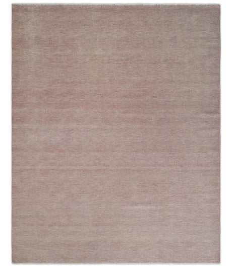 Modern Contemporary Solid Peach Hand knotted 8x10 wool Area Rug