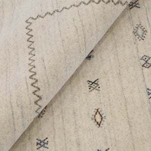 Modern Design Beige Hand Loomed Wool Area Rug