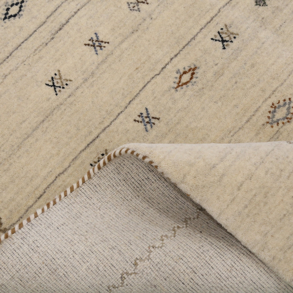 Modern Design Beige Hand Loomed Wool Area Rug