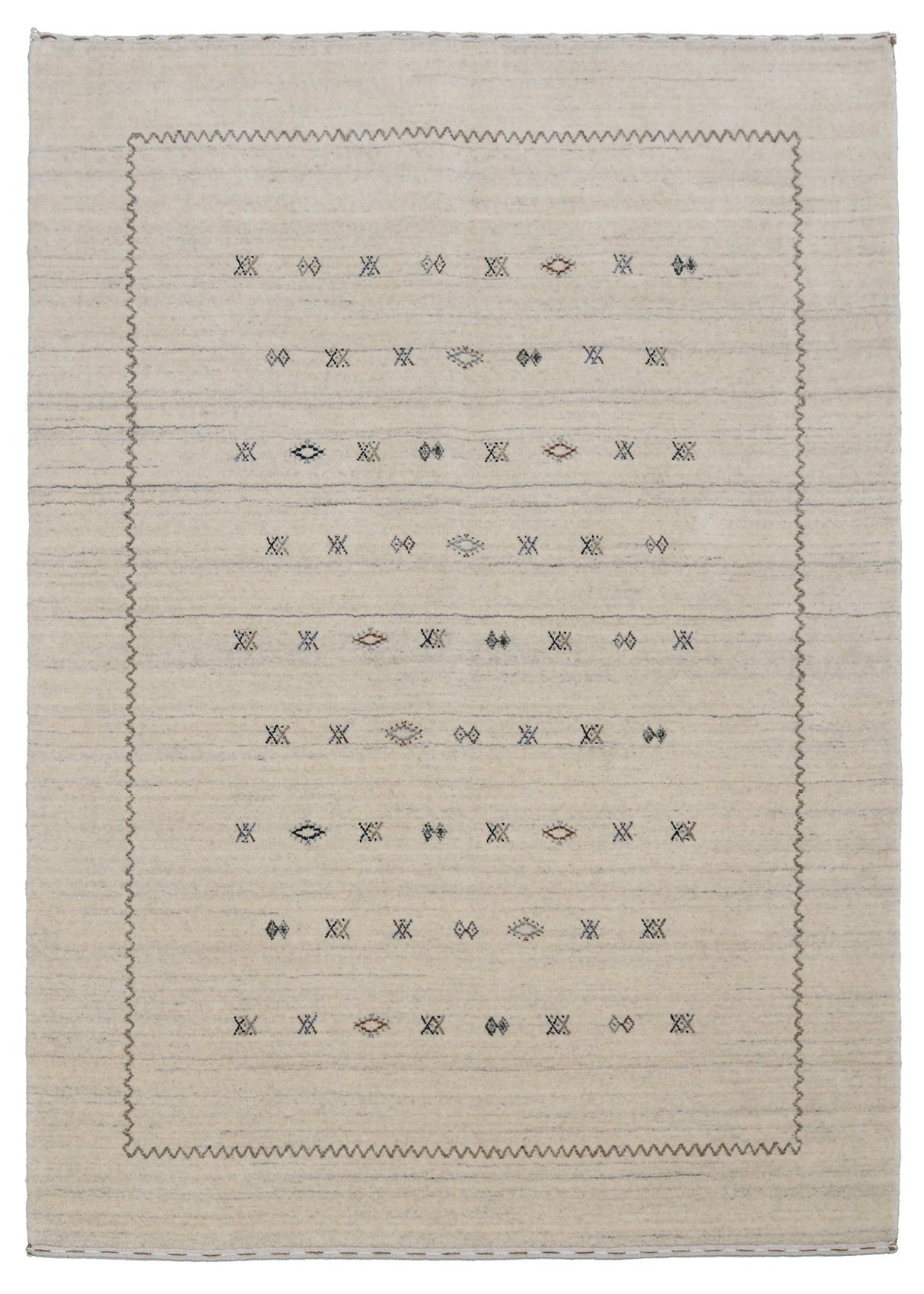 Modern Design Beige Hand Loomed Wool Area Rug