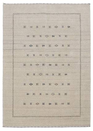 Modern Design Beige Hand Loomed Wool Area Rug