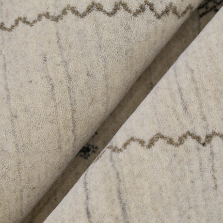 Modern Design Beige Hand Loomed Wool Area Rug