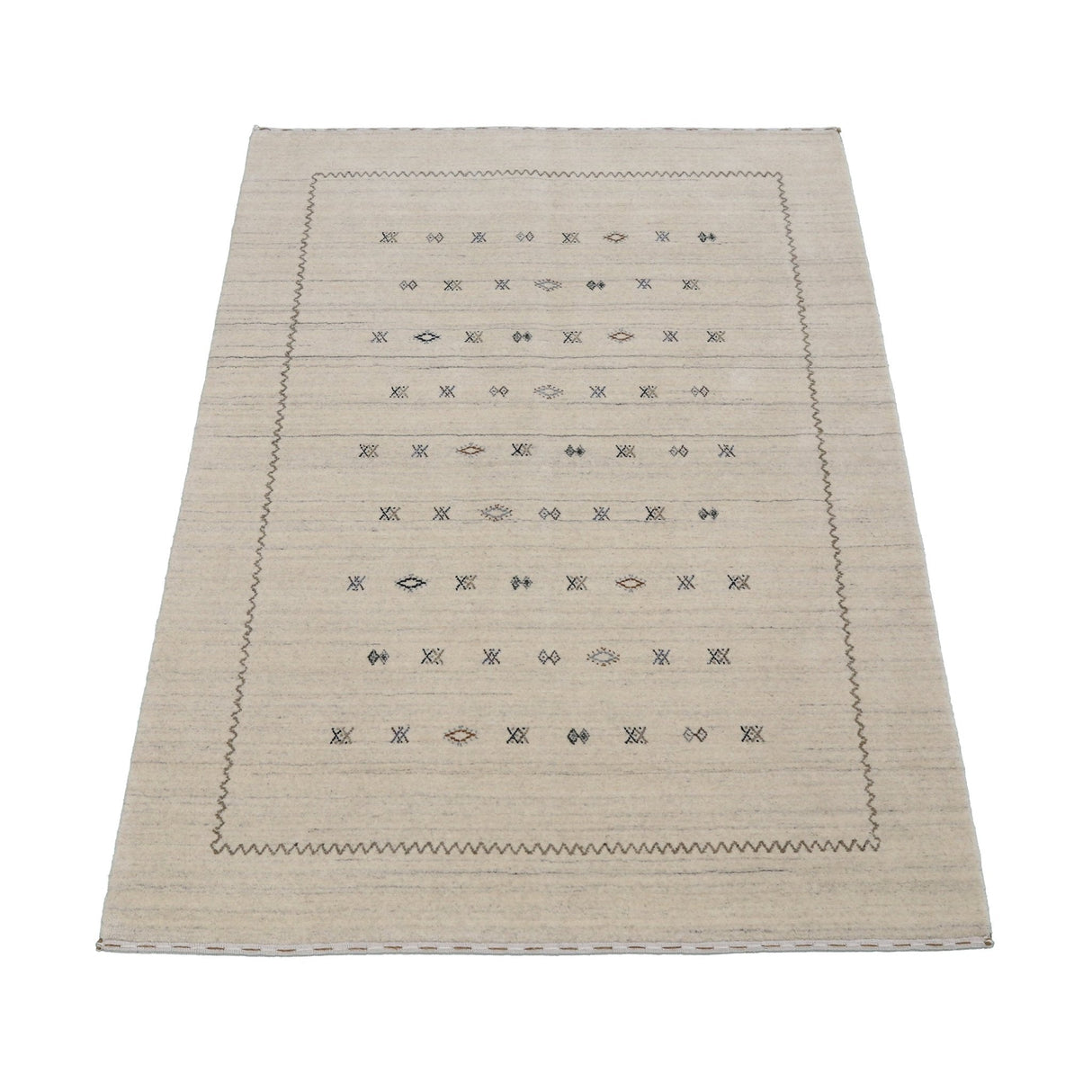 Modern Design Beige Hand Loomed Wool Area Rug
