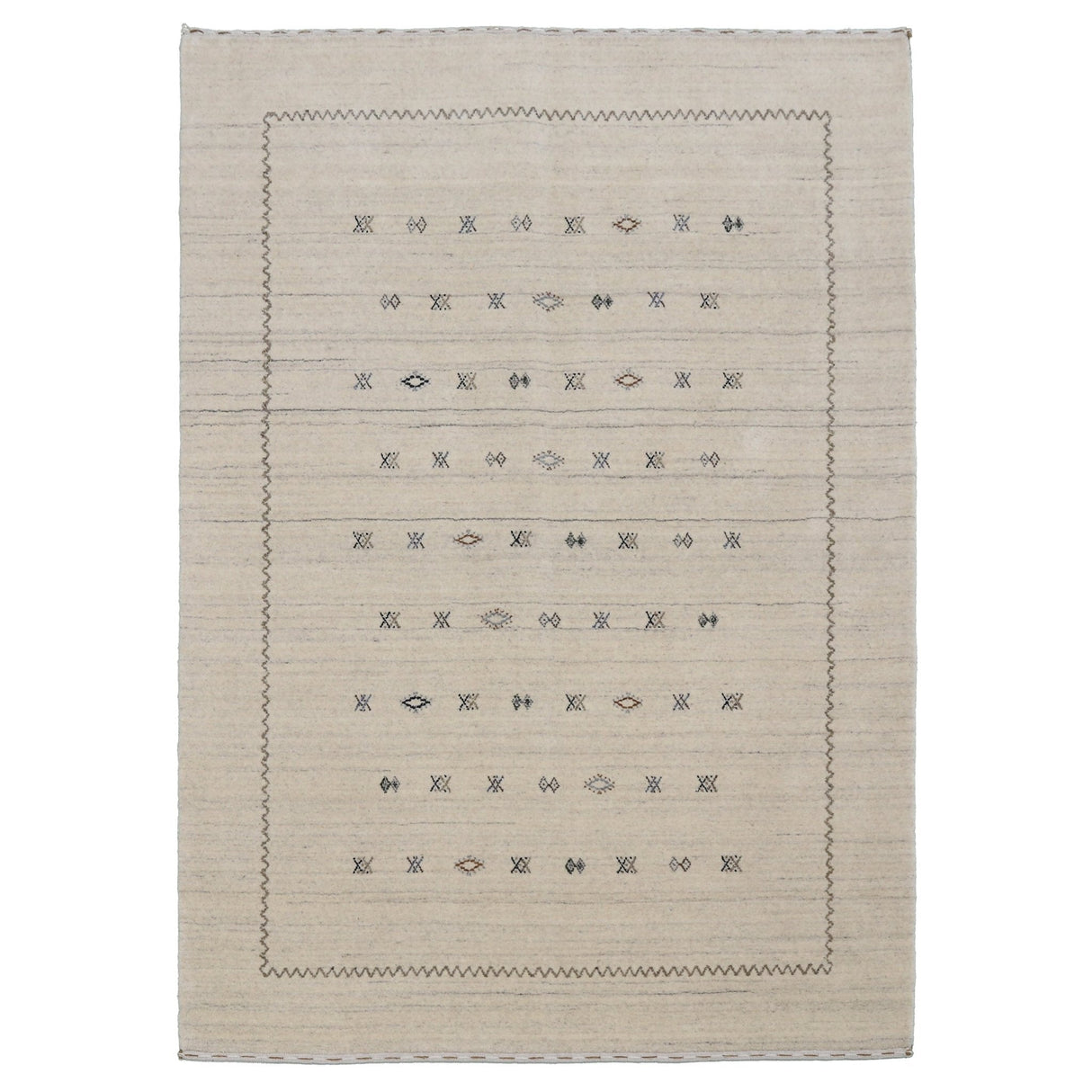 Modern Design Beige Hand Loomed Wool Area Rug