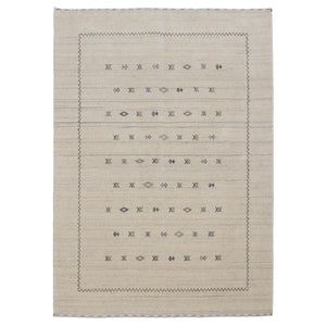 Modern Design Beige Hand Loomed Wool Area Rug