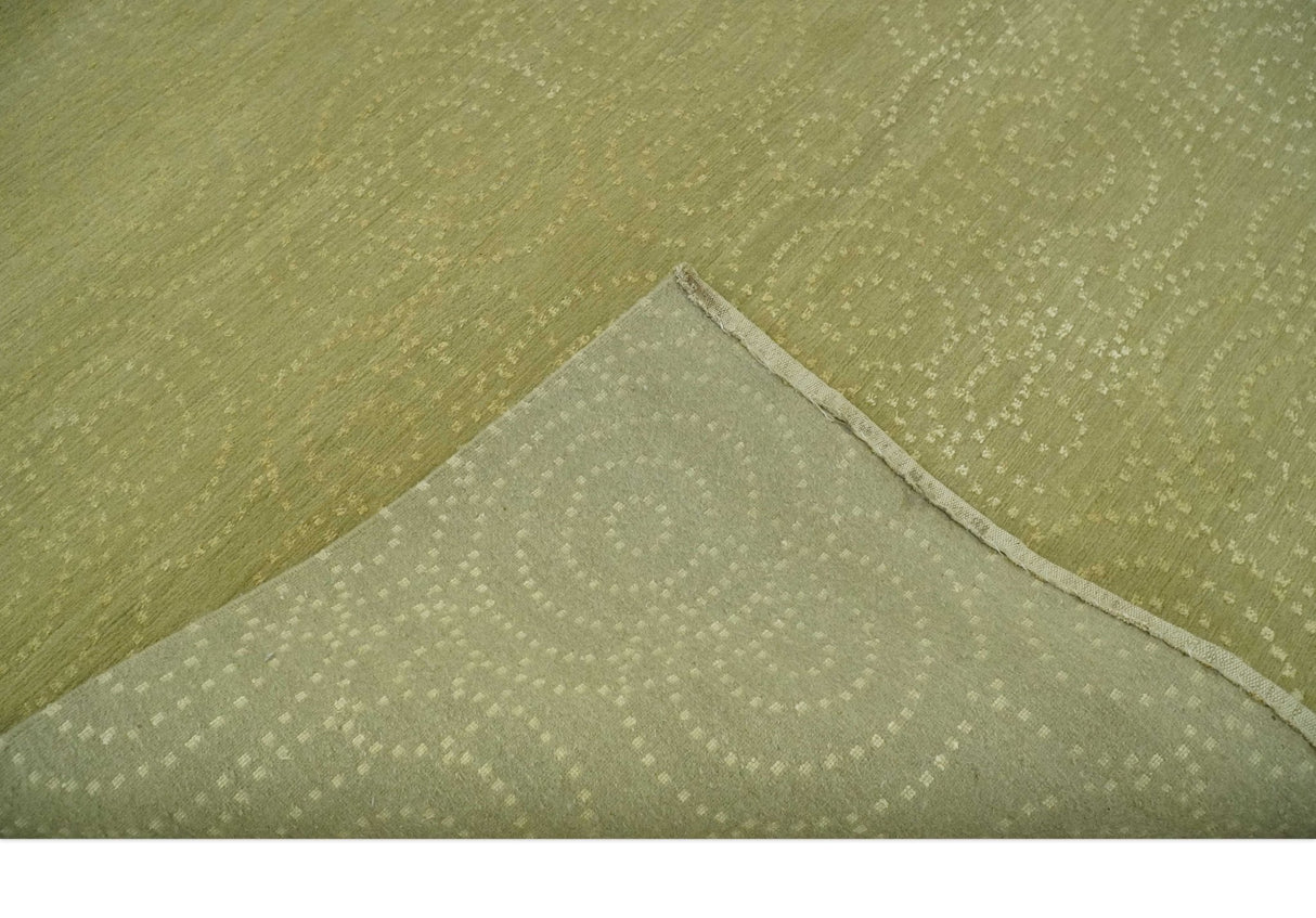 Modern Design Olive Hand loom 6x6 Square wool Area Rug