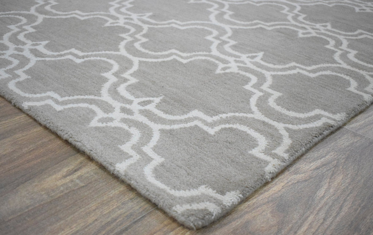 Modern Geometric hand Tufted Brown and Beige Wool Area Rug