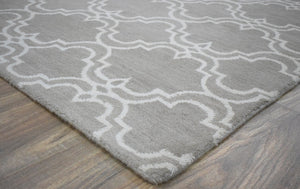 Modern Geometric hand Tufted Brown and Beige Wool Area Rug