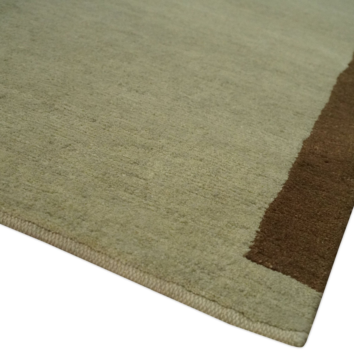Modern Geometrical Beige, Brown and olive 4x6 Hand Knotted Wool Area Rug