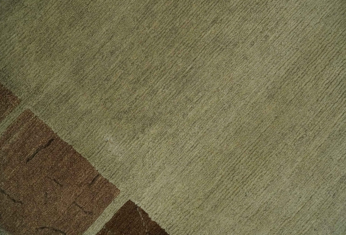 Modern Geometrical Beige, Brown and olive 4x6 Hand Knotted Wool Area Rug