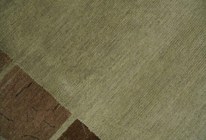 Modern Geometrical Beige, Brown and olive 4x6 Hand Knotted Wool Area Rug