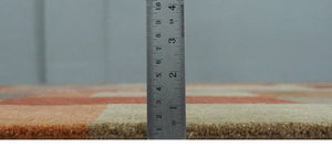 Modern Geometrical Brown, Rust, Gray and Beige Handloom 6x8 wool and Art Silk Area Rug