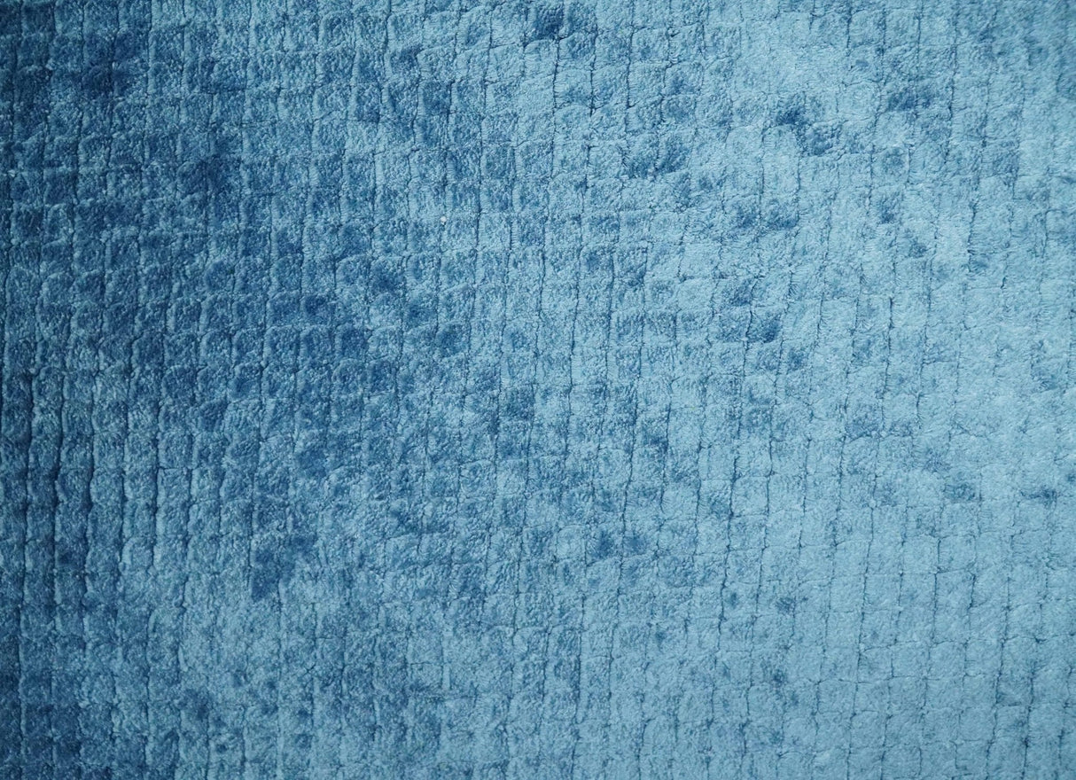 Modern Geometrical Cross Square Hand Made 2x3 Aqua Blue Art silk Area Rug