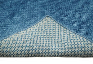 Modern Geometrical Cross Square Hand Made 2x3 Aqua Blue Art silk Area Rug