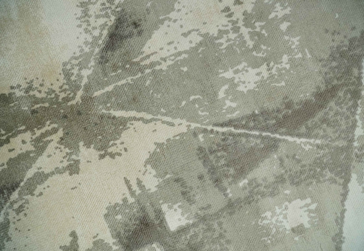 Modern Geometrical Diamond Cut Design Beige and Gray 5x8 Hand loom Viscose Area Rug