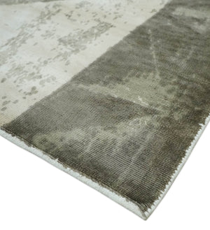 Modern Geometrical Diamond Cut Design Beige and Gray 5x8 Hand loom Viscose Area Rug