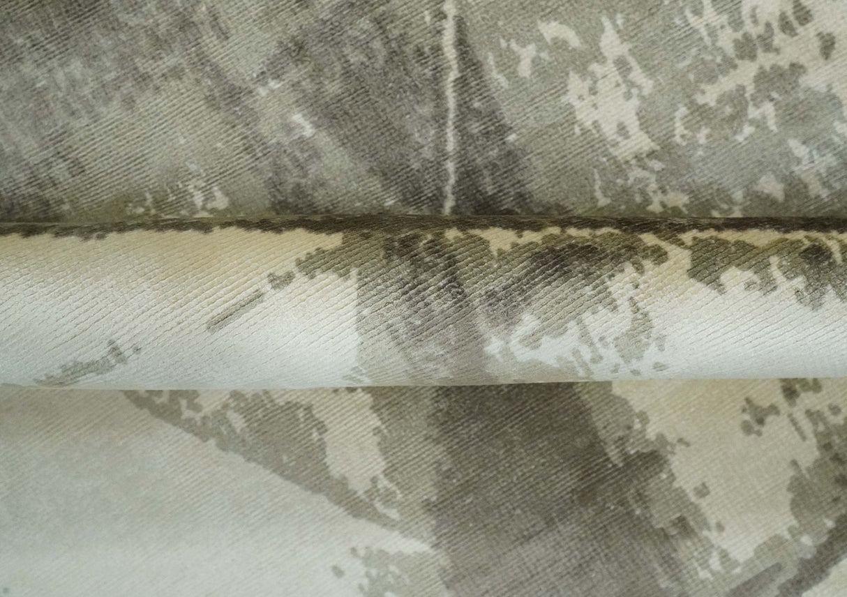 Modern Geometrical Diamond Cut Design Beige and Gray 5x8 Hand loom Viscose Area Rug