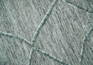 Modern Geometrical Hand carved Texture Gray, Ivory and Charcoal Hand Knotted 5x8 wool Area Rug