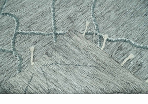 Modern Geometrical Hand carved Texture Gray, Ivory and Charcoal Hand Knotted 5x8 wool Area Rug