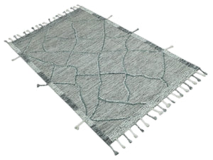 Modern Geometrical Hand carved Texture Gray, Ivory and Charcoal Hand Knotted 5x8 wool Area Rug