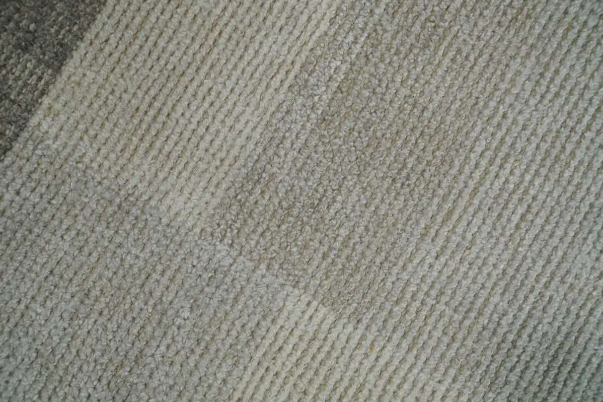 Modern Geometrical Hand knotted 2x3 Gray, Beige and Silver Area Rug | N5323
