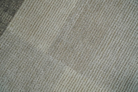 Modern Geometrical Hand knotted 2x3 Gray, Beige and Silver Area Rug | N5323