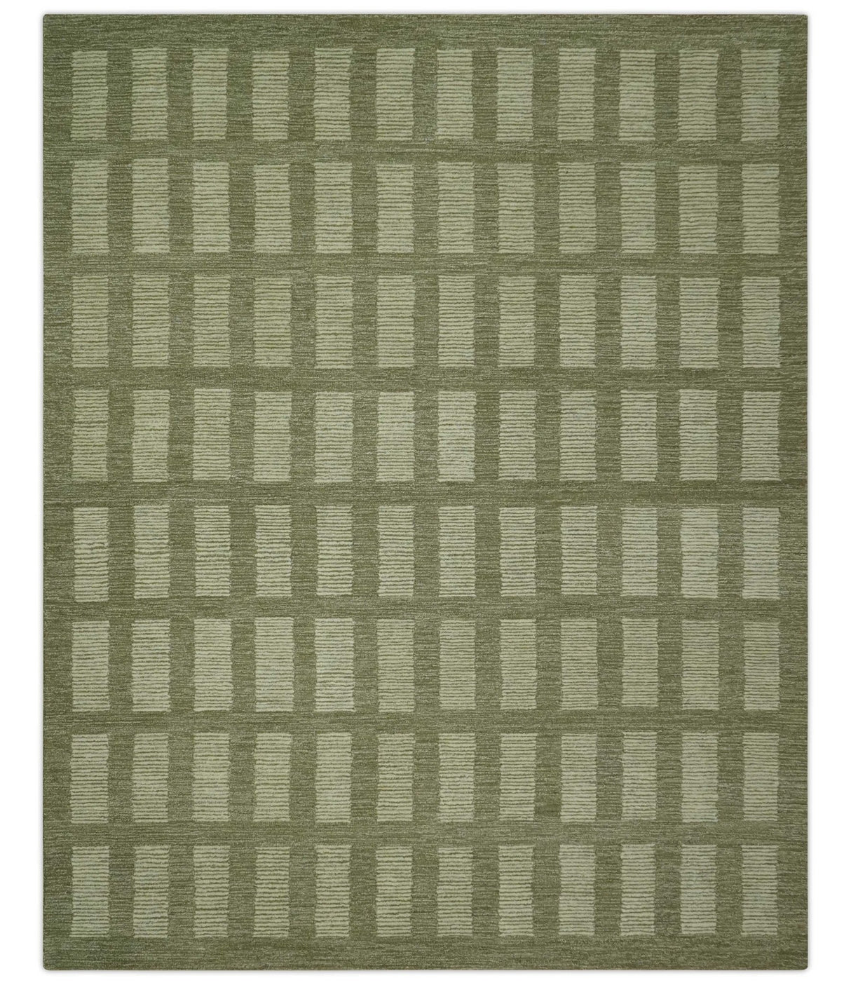 Modern Geometrical Olive and Ivory Textured Hand Tufted Multi size wool Rug