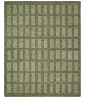 Modern Geometrical Olive and Ivory Textured Hand Tufted Multi size wool Rug