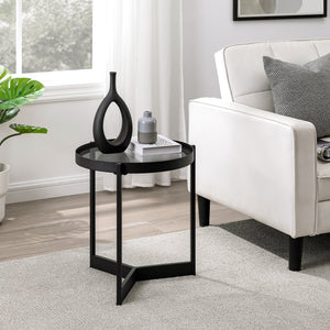 Modern Glass and Metal Round Side Table