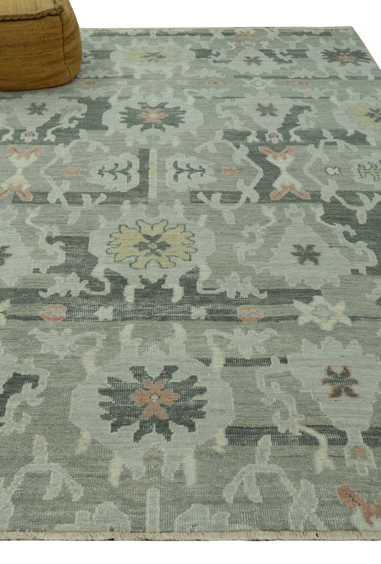 Modern Ikat Design Silver And Blue 8X10 Hand Knotted wool rug