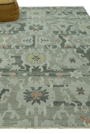 Modern Ikat Design Silver And Blue 8X10 Hand Knotted wool rug
