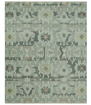 Modern Ikat Design Silver And Blue 8X10 Hand Knotted wool rug