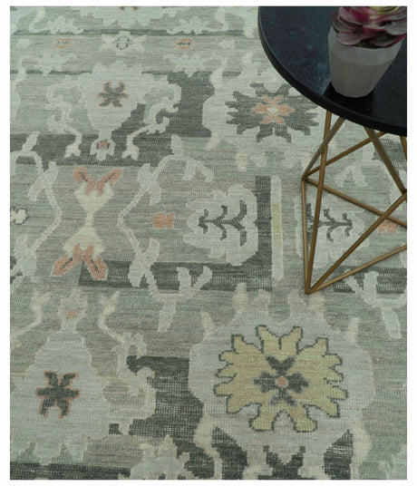Modern Ikat Design Silver And Blue 8X10 Hand Knotted wool rug
