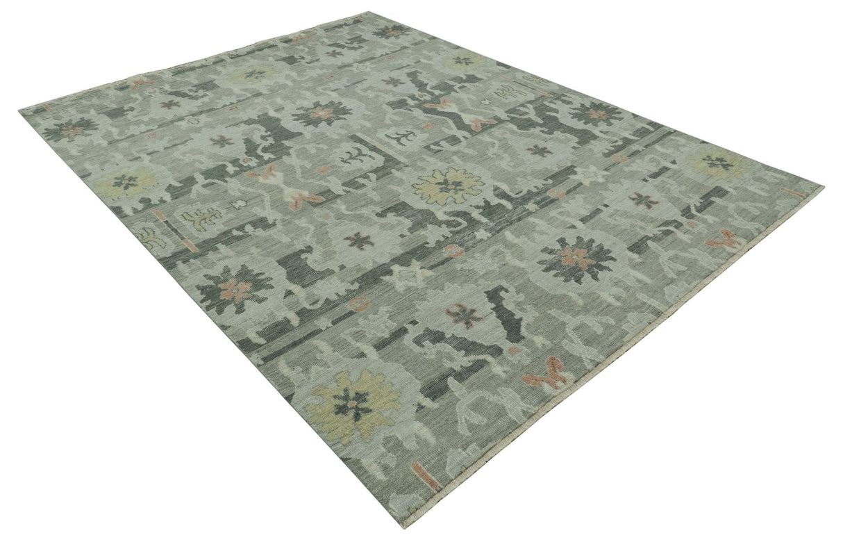 Modern Ikat Design Silver And Blue 8X10 Hand Knotted wool rug