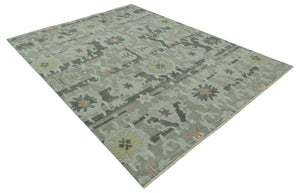 Modern Ikat Design Silver And Blue 8X10 Hand Knotted wool rug