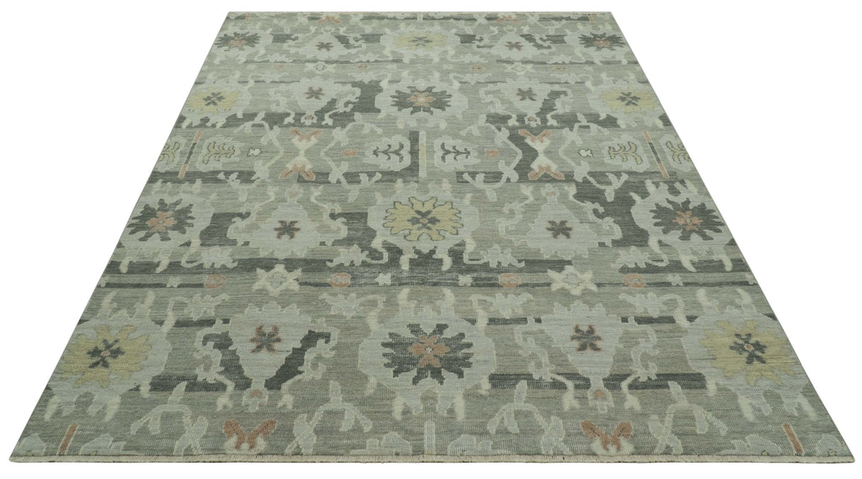 Modern Ikat Design Silver And Blue 8X10 Hand Knotted wool rug