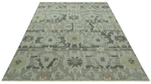 Modern Ikat Design Silver And Blue 8X10 Hand Knotted wool rug