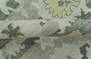 Modern Ikat Design Silver And Blue 8X10 Hand Knotted wool rug