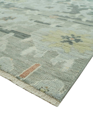 Modern Ikat Design Silver And Blue 8X10 Hand Knotted wool rug