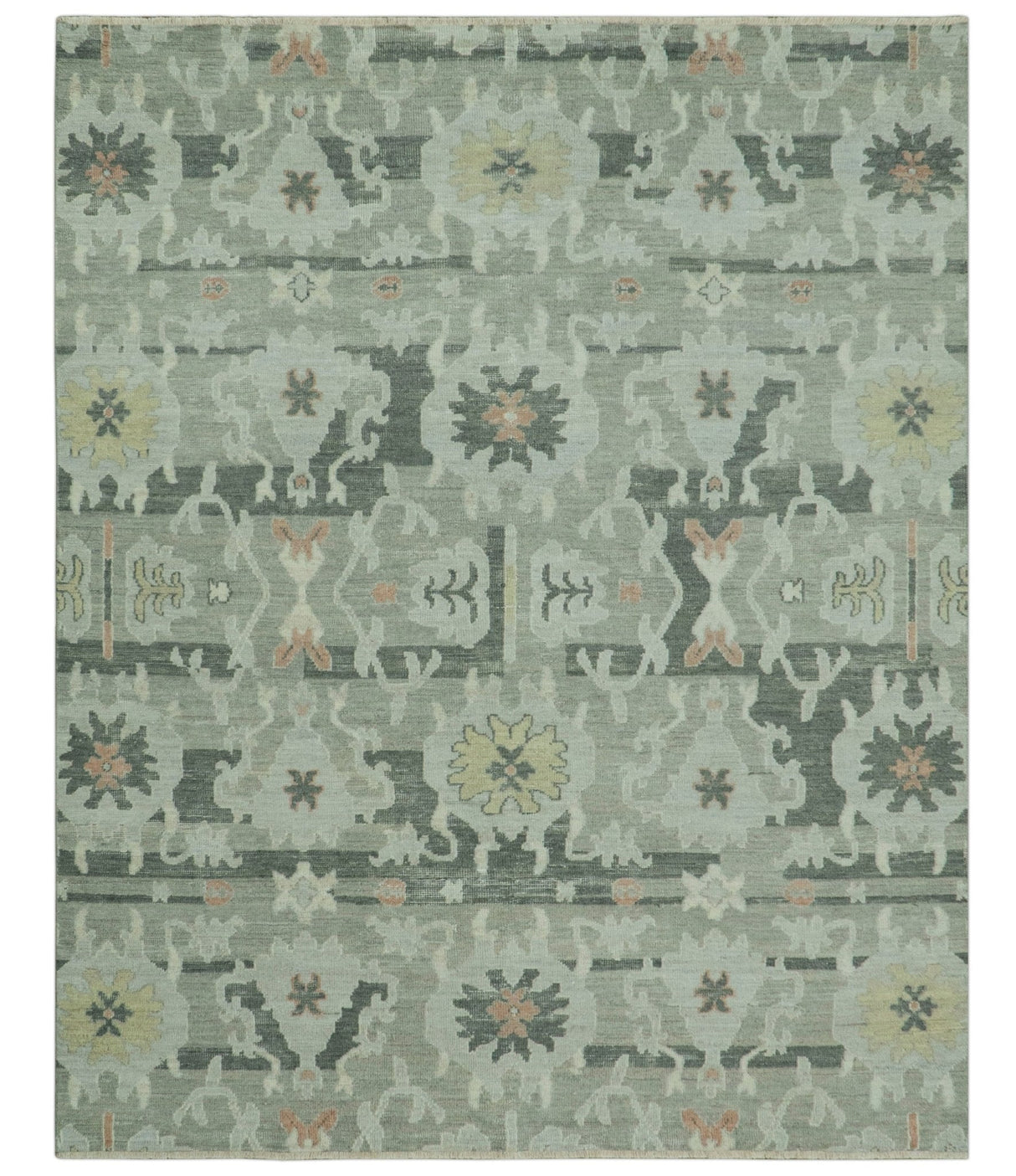 Modern Ikat Design Silver And Blue 8X10 Hand Knotted wool rug